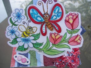 Karen's Doodles Butterfly and Bee Spring Card